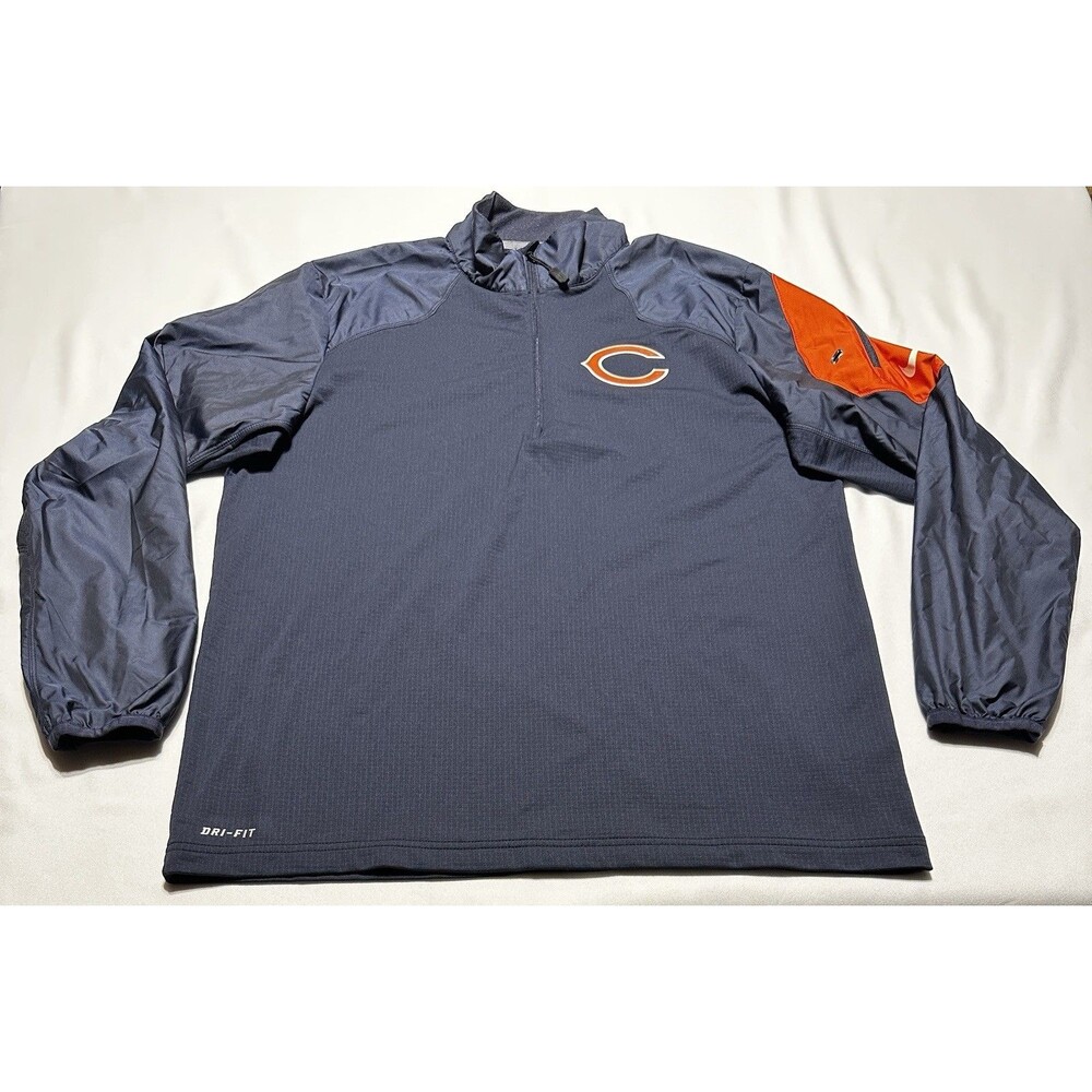 Chicago Bears Nike 1/4 Zip Pullover Mens Medium NFL On-Field Dri-FIT Navy *READ